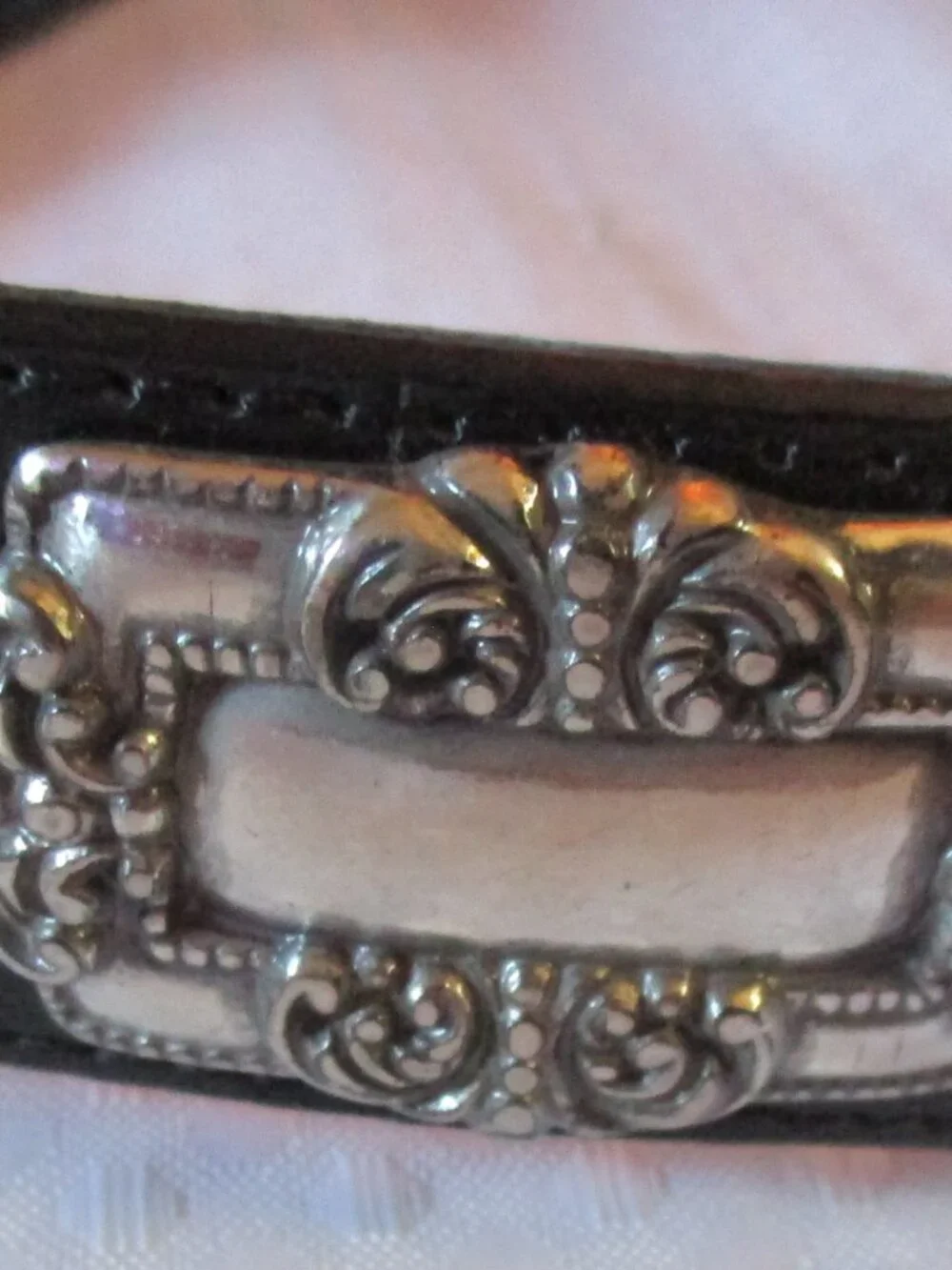 1993 Brighton Women's Black Croc Embossed Leather Western Concho Belt Sz. L